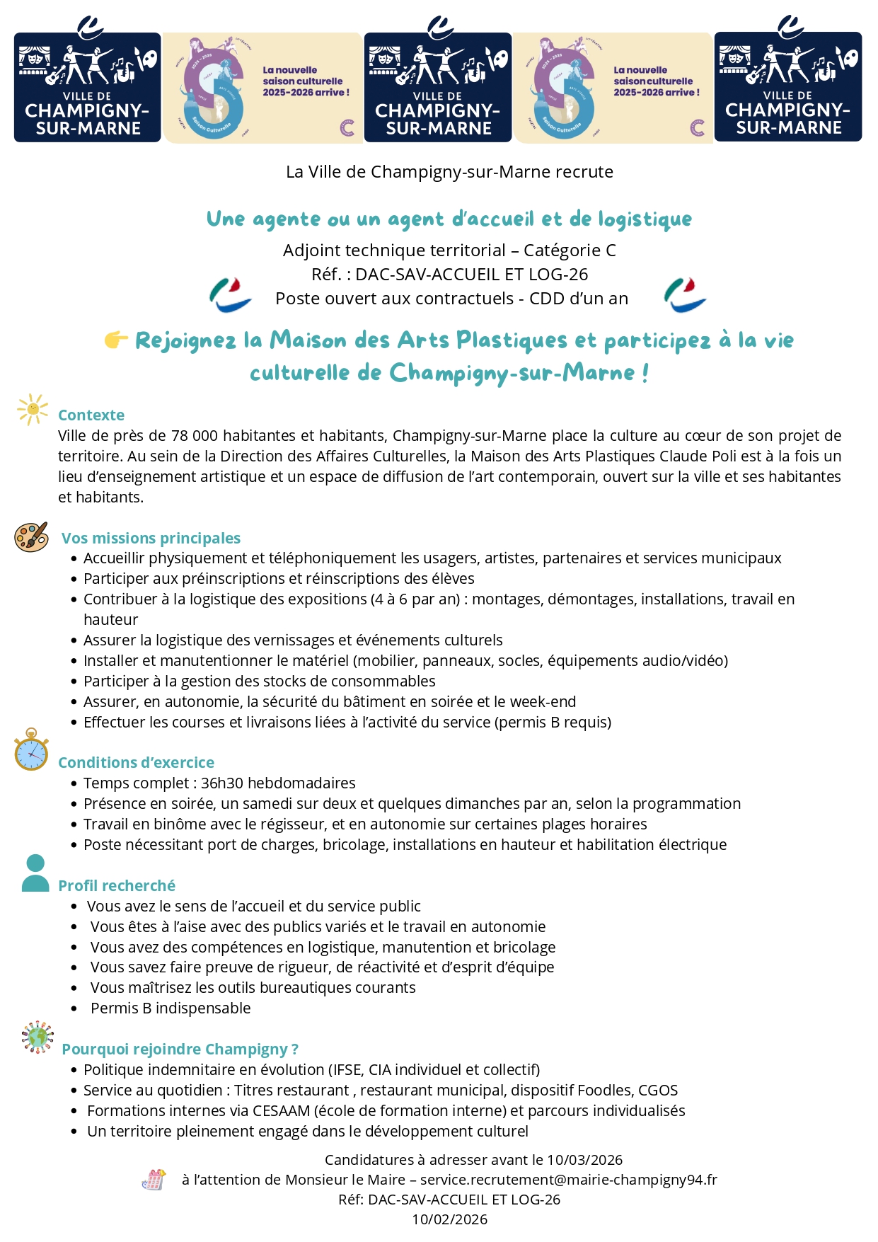 Une agente ou un agent d’accueil et de logistique