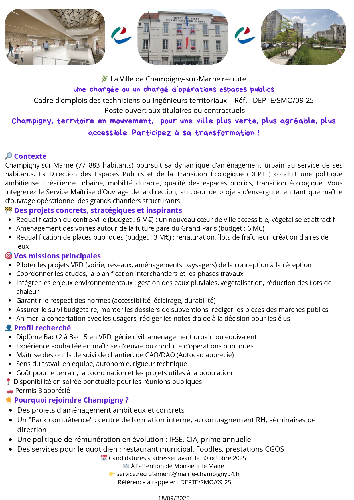 Une chargée ou un chargé d’opérations espaces publics