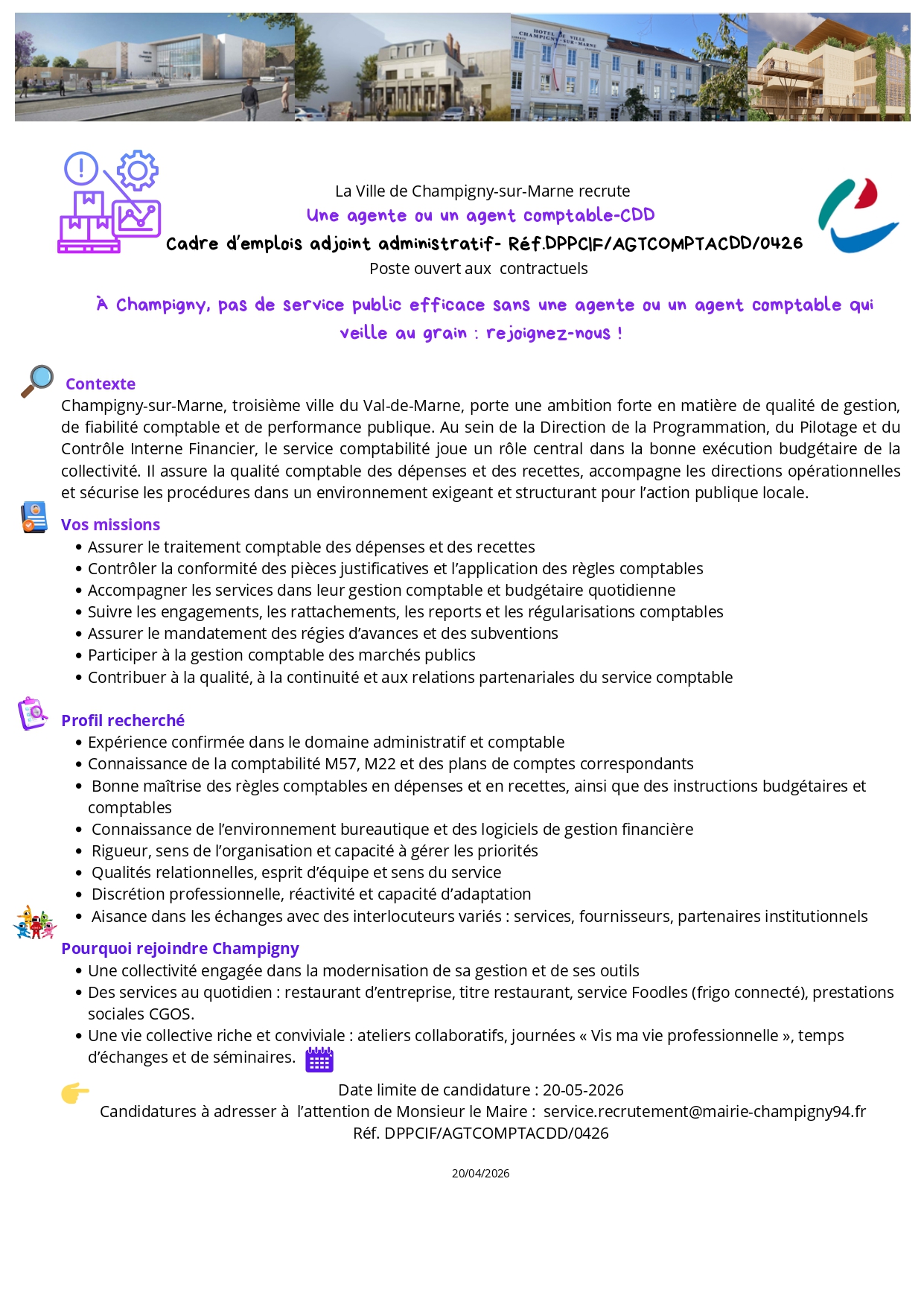 Une agente ou un agent comptable CDD