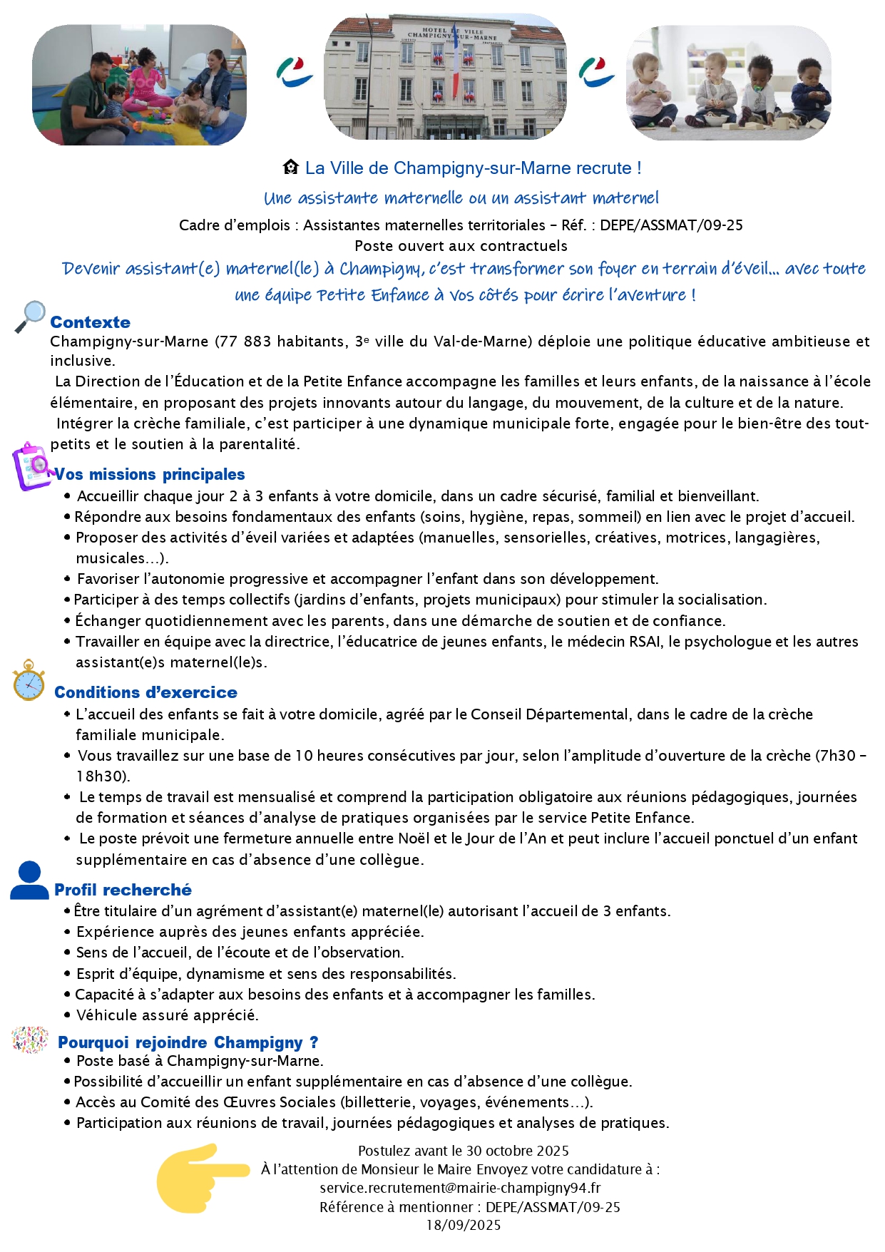 Une assistante maternelle ou un assistant maternel