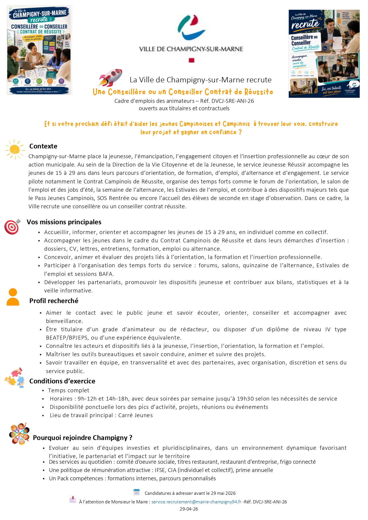 Une Conseillère ou un Conseiller Contrat de Réussite