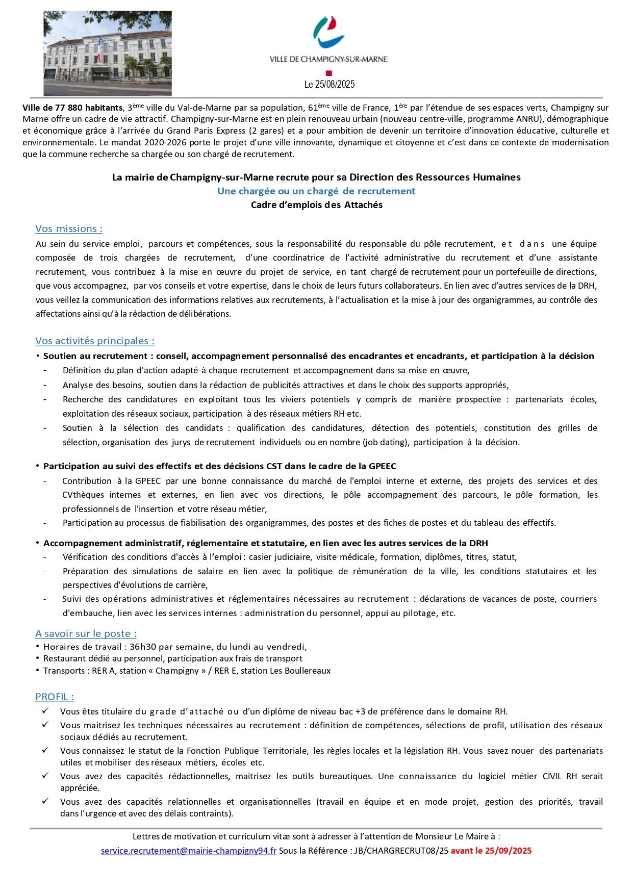 Une chargée ou un chargé de recrutement 