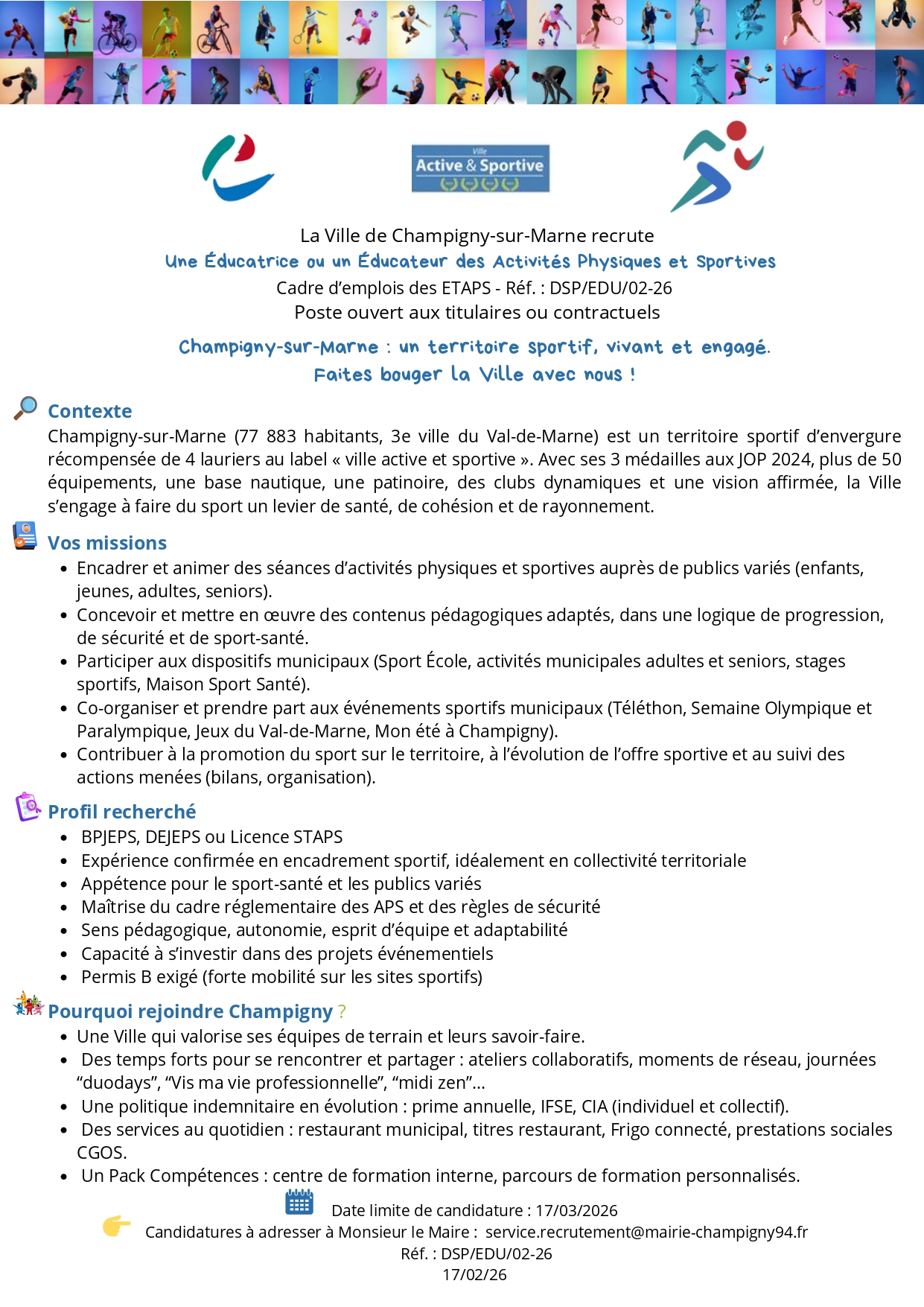 Une Éducatrice ou un Éducateur des Activités Physiques et Sportives