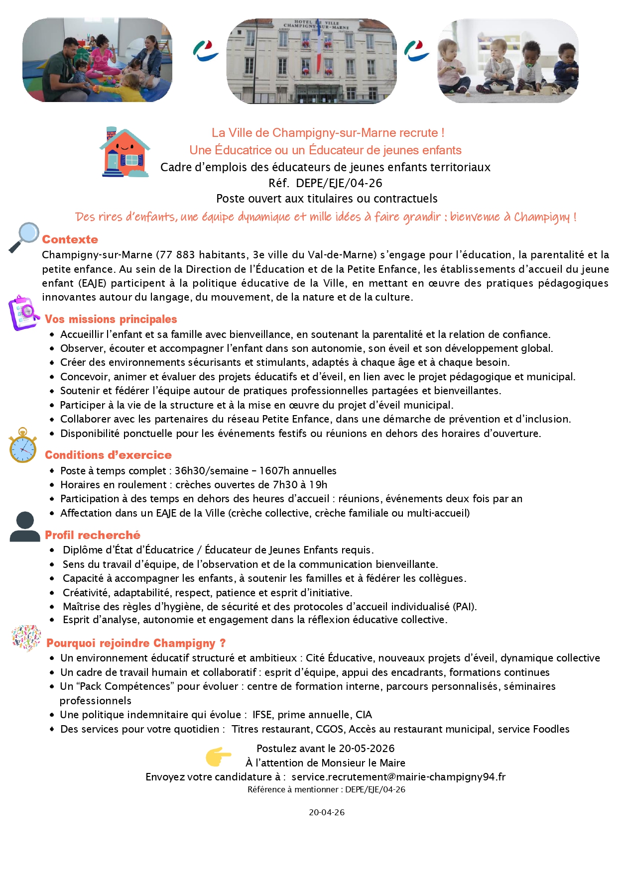 Une Éducatrice ou un Éducateur de jeunes enfants