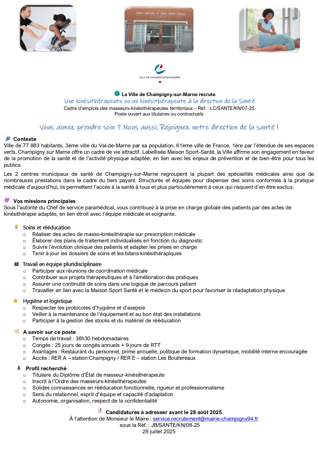 Une kinésithérapeute ou un kinésithérapeute