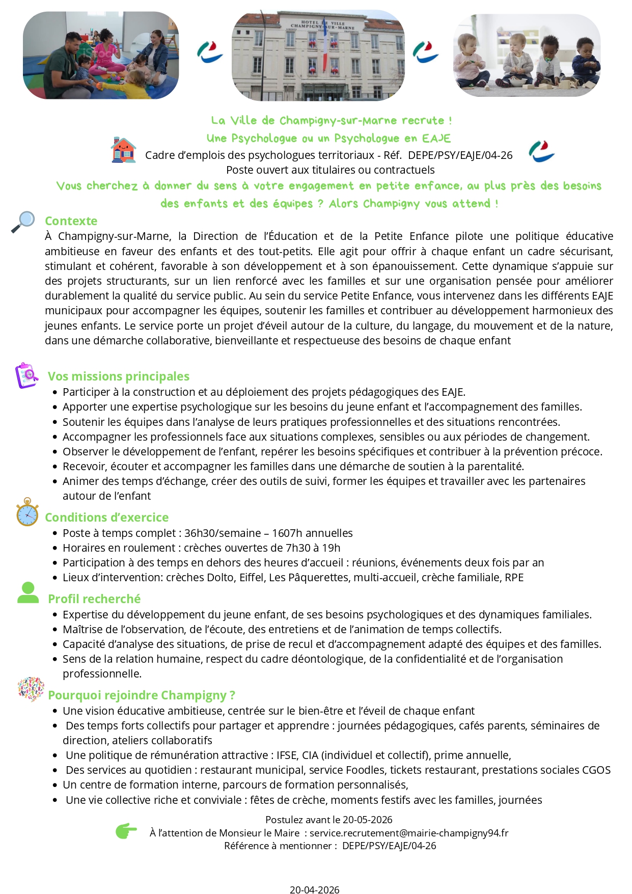 Une Psychologue ou un Psychologue en EAJE