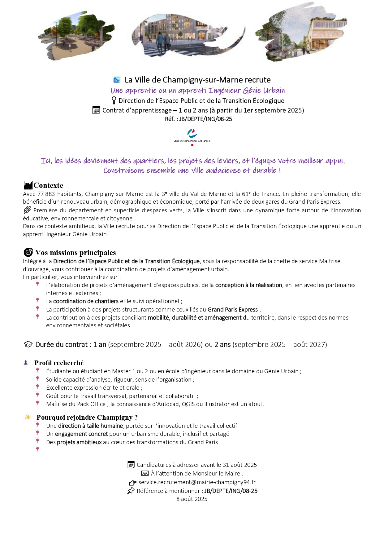 Une apprentie ou un apprenti Ingénieur Génie Urbain