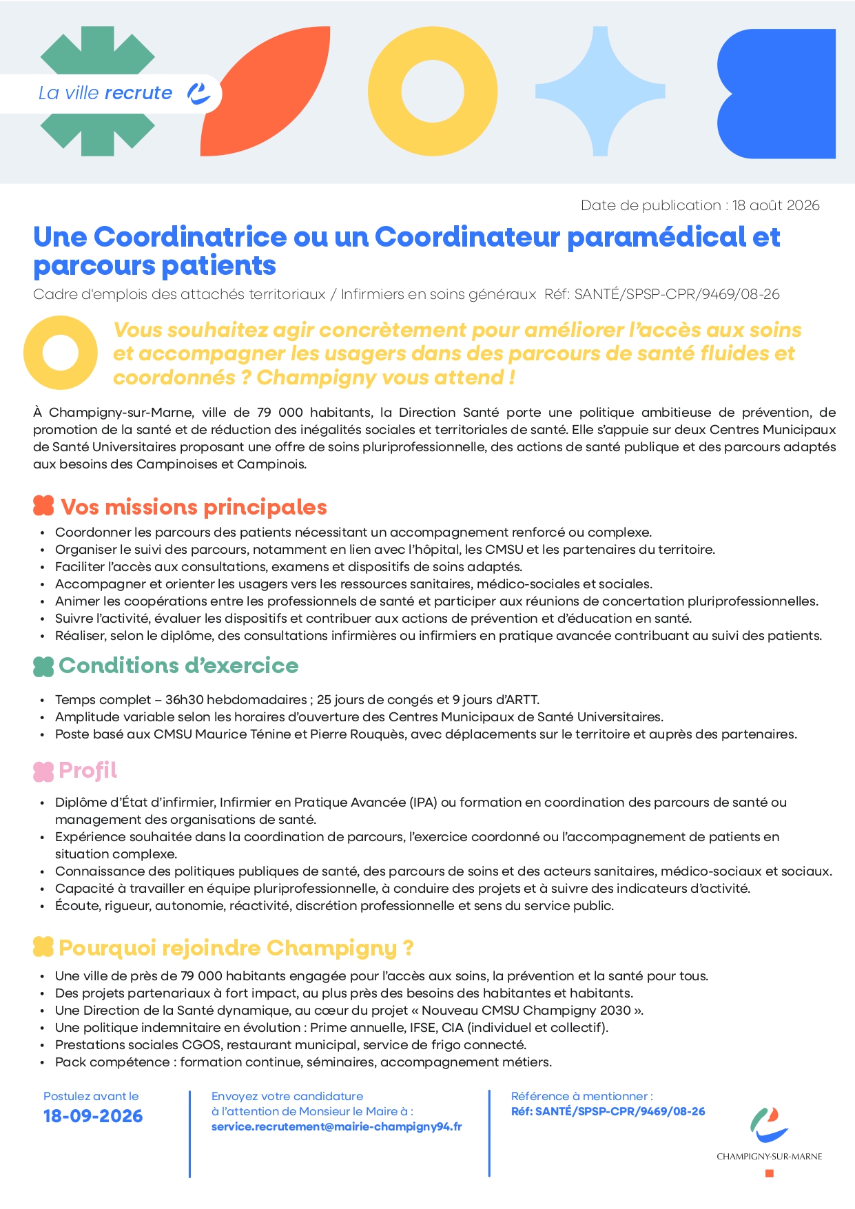 Une Coordinatrice ou un Coordinateur paramédical et parcours patients