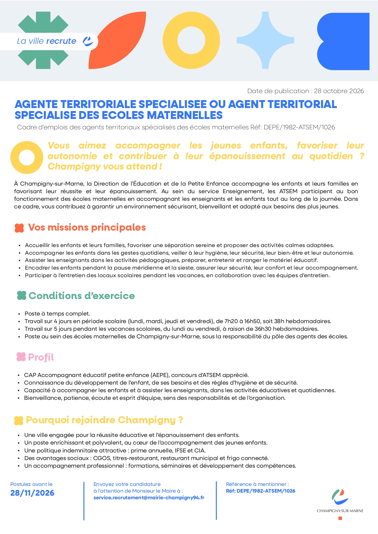 AGENTE TERRITORIALE SPECIALISEE OU AGENT TERRITORIAL SPECIALISE DES ECOLES MATERNELLES