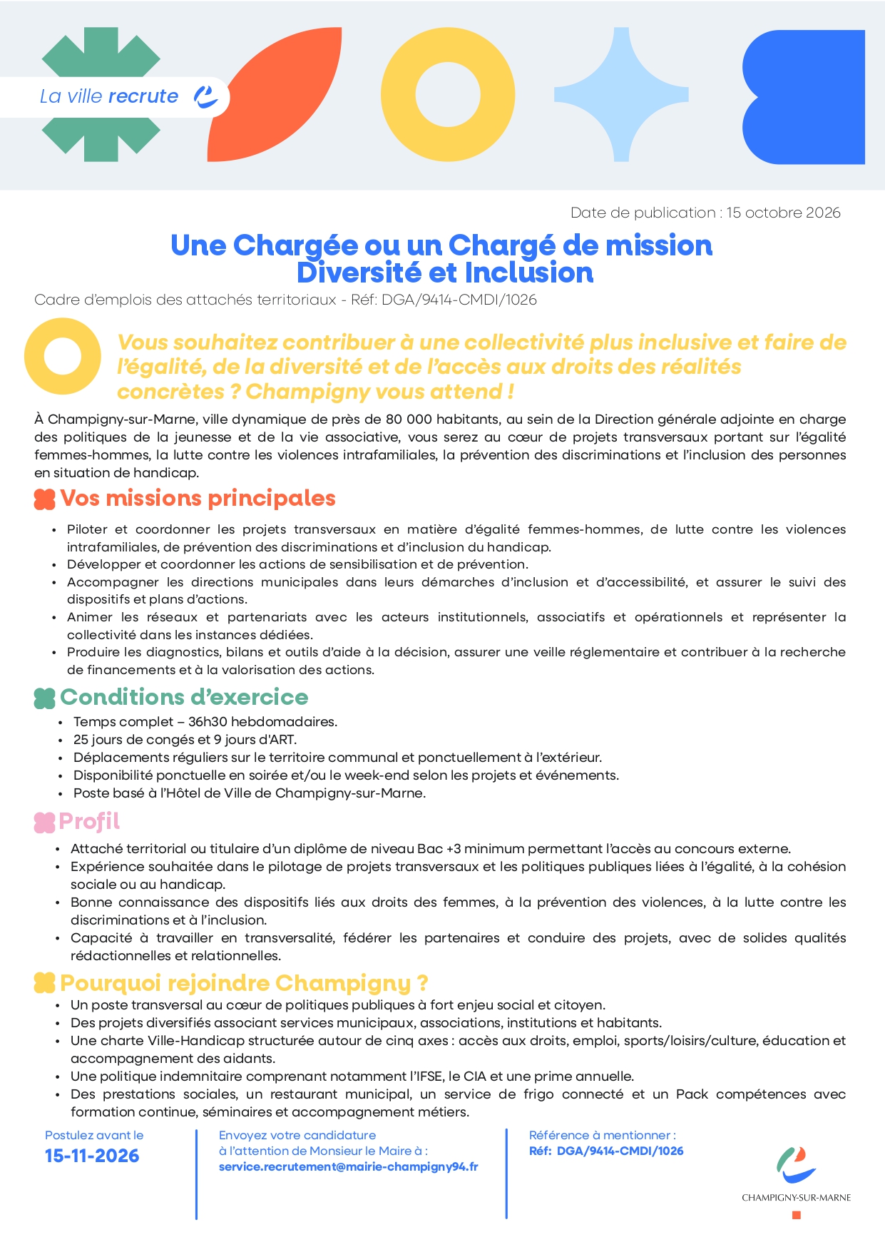 Une Chargée ou un Chargé de mission Diversité et Inclusion