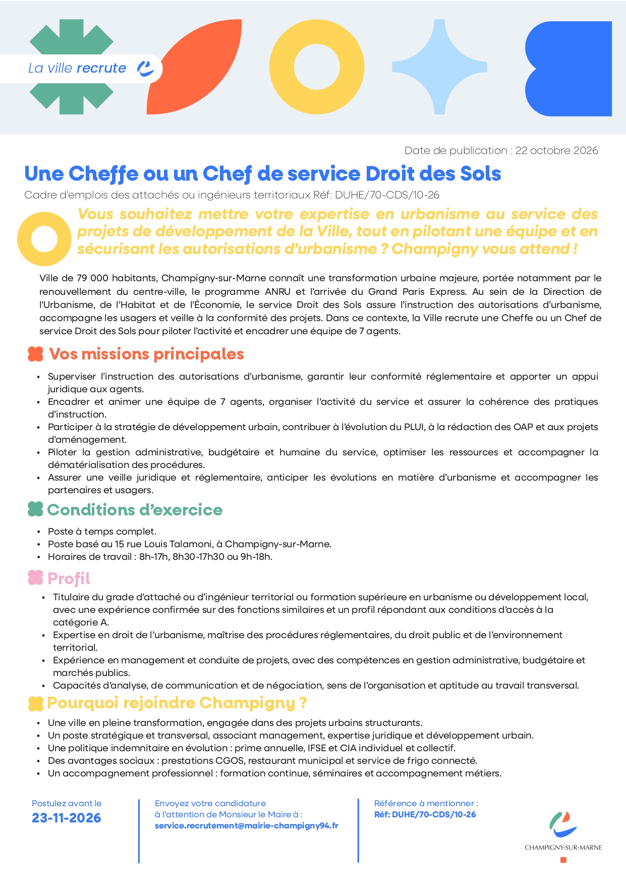 Une Cheffe ou un Chef de service Droit des Sols