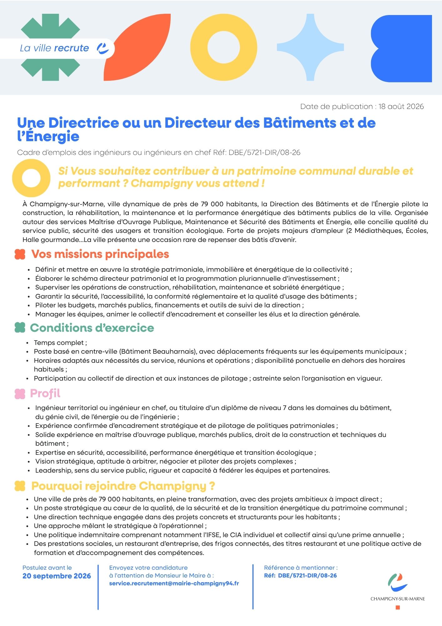 Une Directrice ou un Directeur des Bâtiments et de l’Énergie