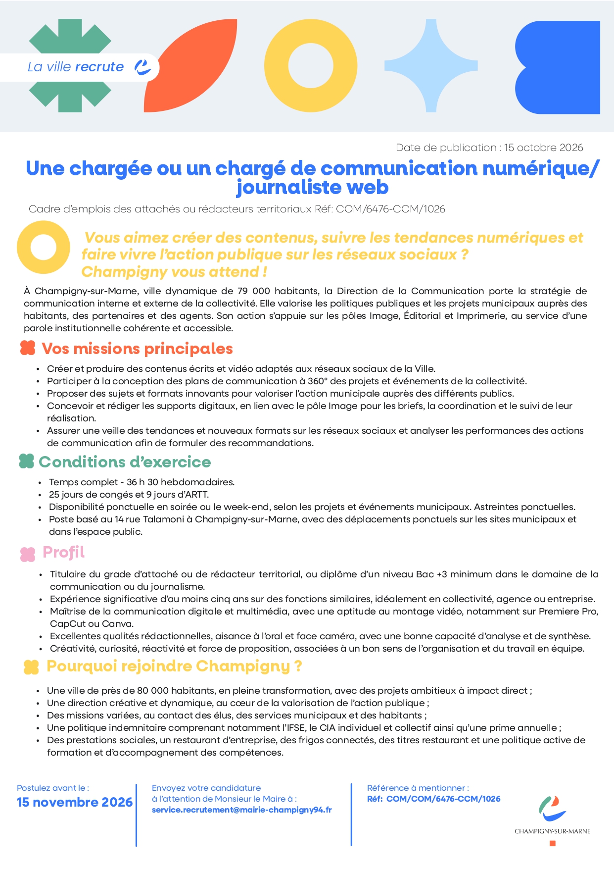 Une chargée ou un chargé de communication numérique/ journaliste web