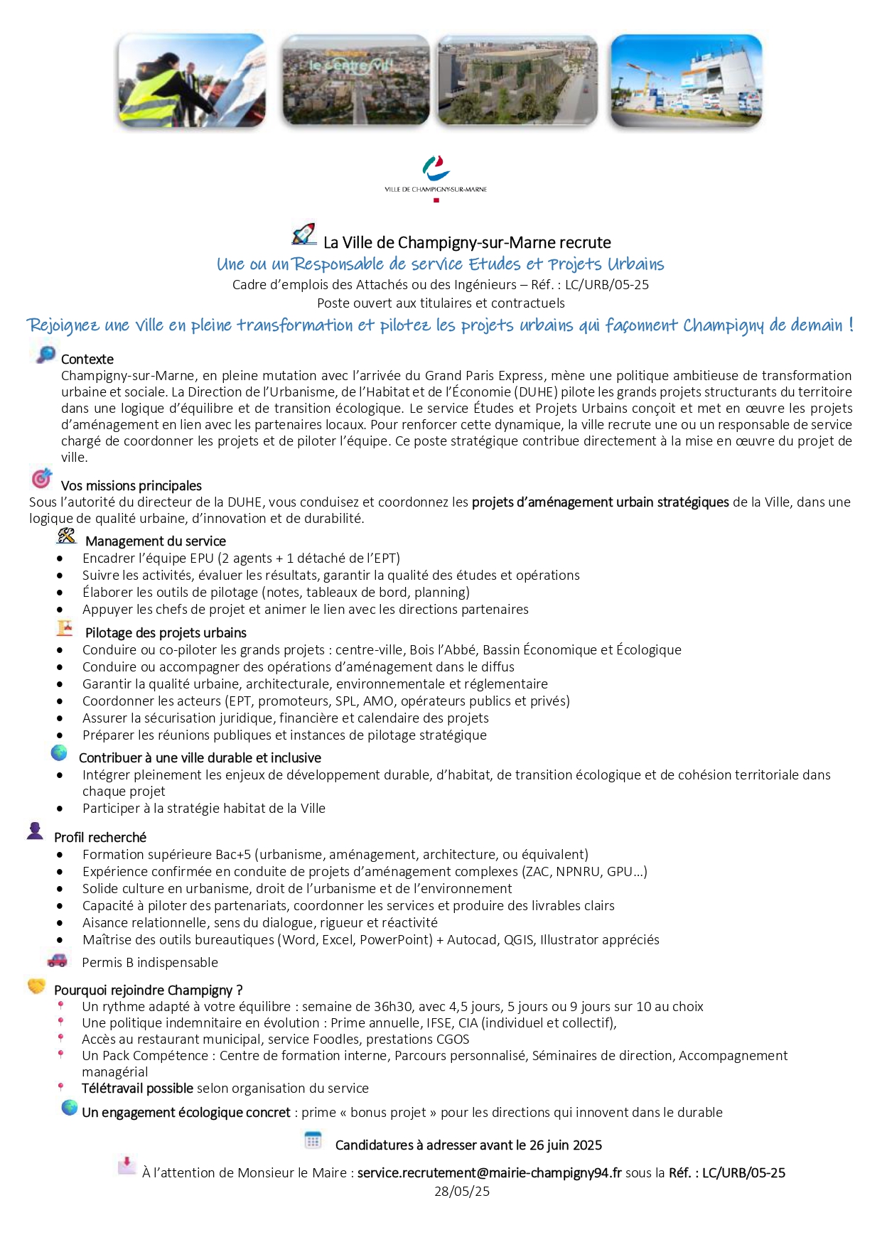 RESP DE SERVICE ETUDES ET PROJETS URBAINS-DUHE