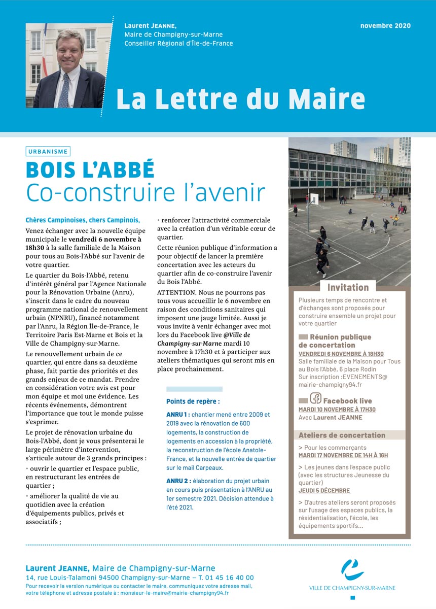 La lettre du maire - octobre 2020