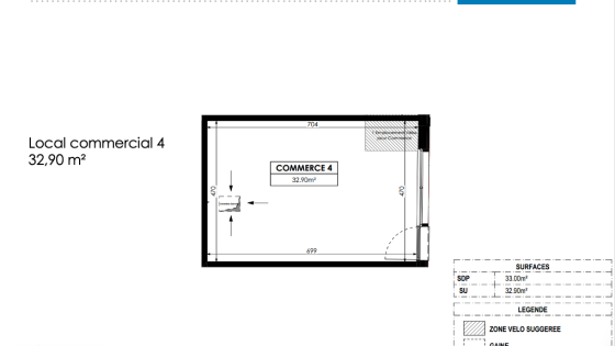 Local commercial 32,90m2 centre ville