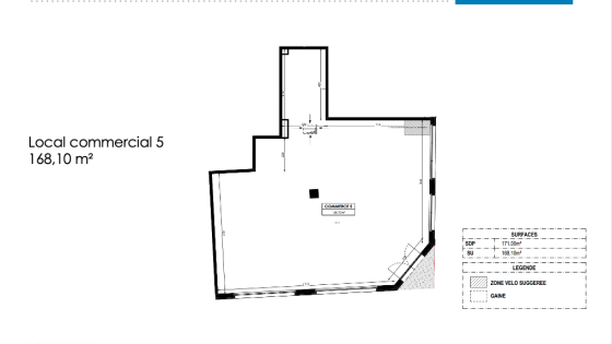 Local commercial 168,10m2 centre ville